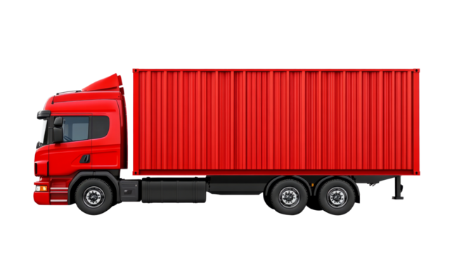 red truck isolated on white, delivery industry