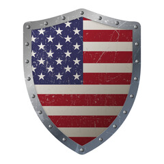 Old Shield with Flag of United States. vector illustration