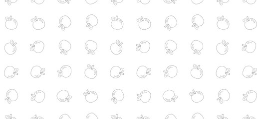 Scatter seamless pattern with guava in outline mode without background. Fruit background design