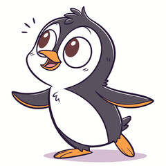 Cute Cartoon Penguin Vector