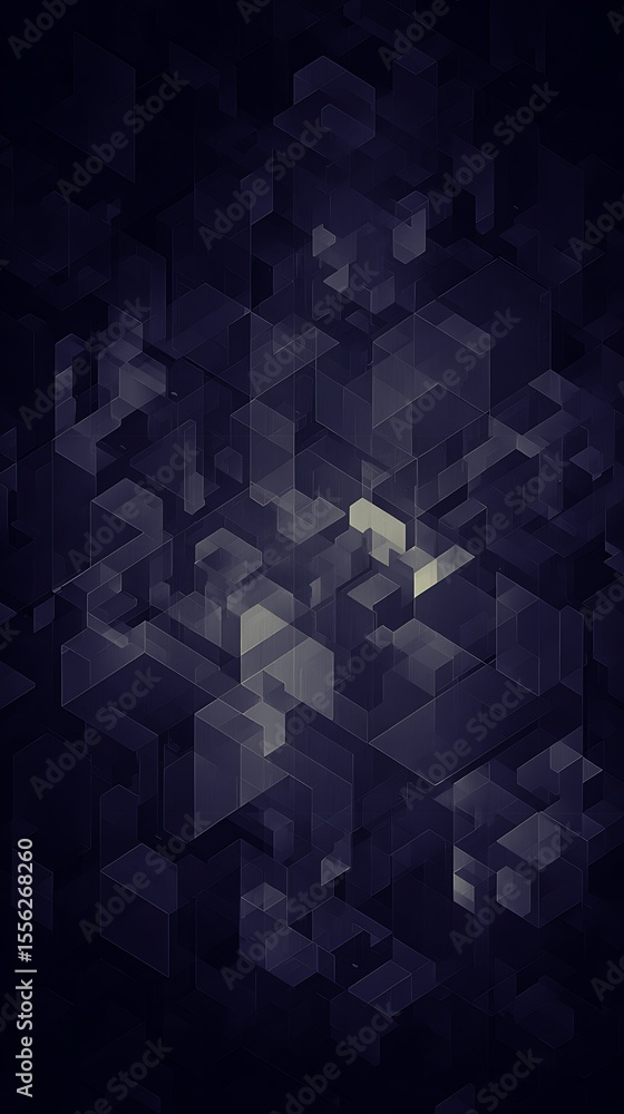 Poster abstract dark geometric pattern overlapping cubes