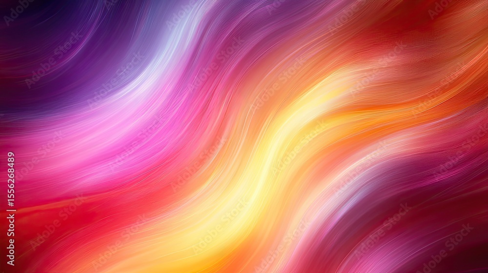 Poster digital abstract gradient transitioning from vibrant purple to mellow yellow with flowing lines and 
