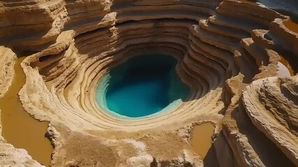 Spectacular aerial view of the pristine turquoise waters of a hidden desert oasis - Powered by Adobe