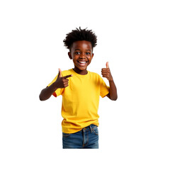 Happy African American Boy Giving Thumbs Up and Pointing