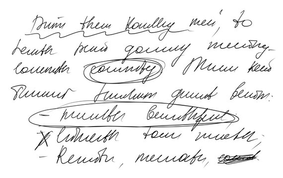 Handwritten letter with english unreadable text. Doodle old manuscript on transparent background