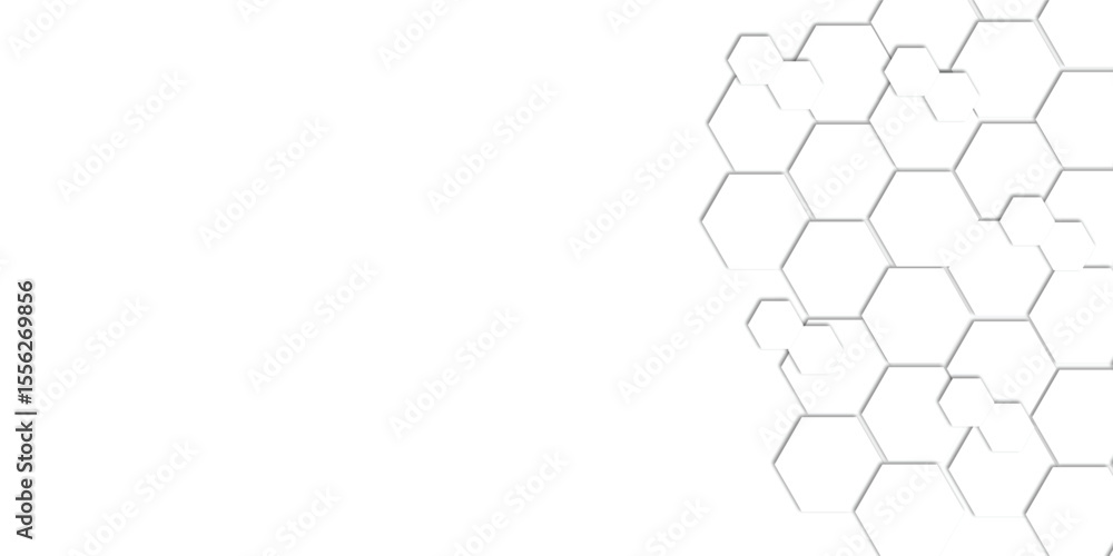 Poster abstract technology white geometric hexagon on transparent concept design honeycomb shape vector.