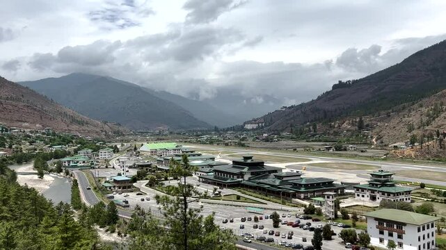 View of Paro airport in Bhutan
