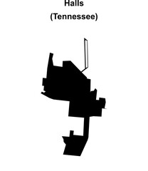 Halls (Tennessee) blank outline map