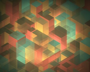 Abstract geometric shapes in golden light