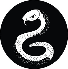 Fototapeta premium Aggressive Cobra Snake Vector Illustration Dark Circle Design