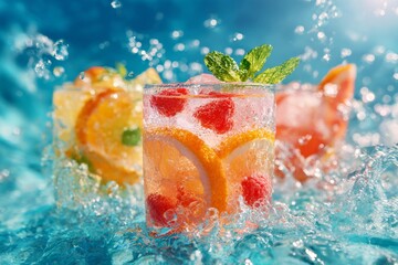 cooling fruits in summer concept , Generative AI