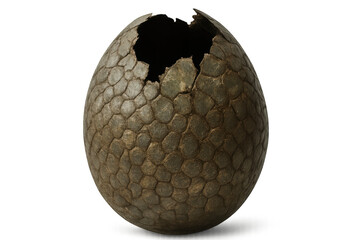 3d rendering of a hatching dinosaur egg with empty shell on a transparent background, perfect for prehistoric or fantasy projects