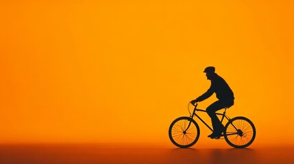 Fototapeta premium A dynamic cyclist navigates the road in vivid yellow surroundings, blending action and vibrant colors for a lively mood.