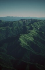 Green mountain range aerial view landscape