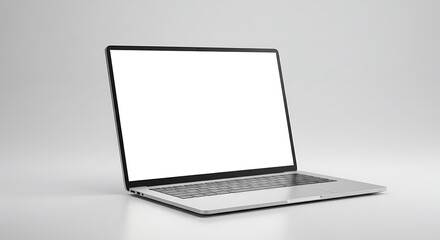 Modern Laptop with Blank Screen on a Light Surface
