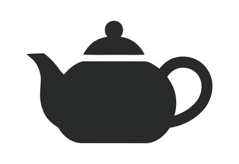 Simple dark grey silhouette of a classic teapot with a lid and handle