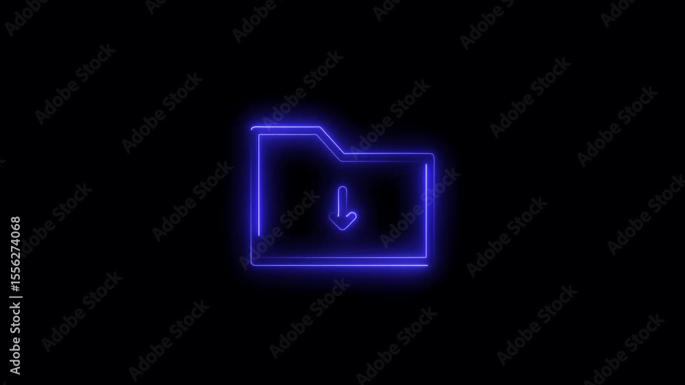 Aufkleber glowing neon file folder sign. glowing neon folder icon isolated on black background. video file ico