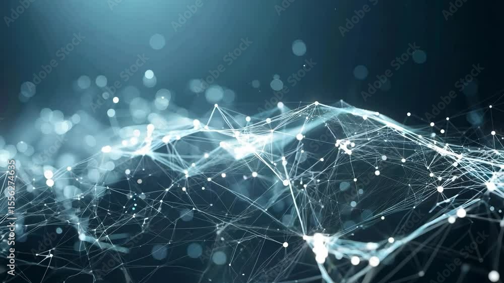 Poster abstract digital background of glowing grey plexus, intricate points and lines, big data network