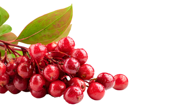 Isolated Schisandra chinensis berries on white background with copy space for text or design use 