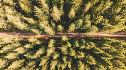 Forest path from an aerial view