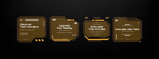 HUD vector graphics for virtual reality interface. Abstract design element for futuristic software display.