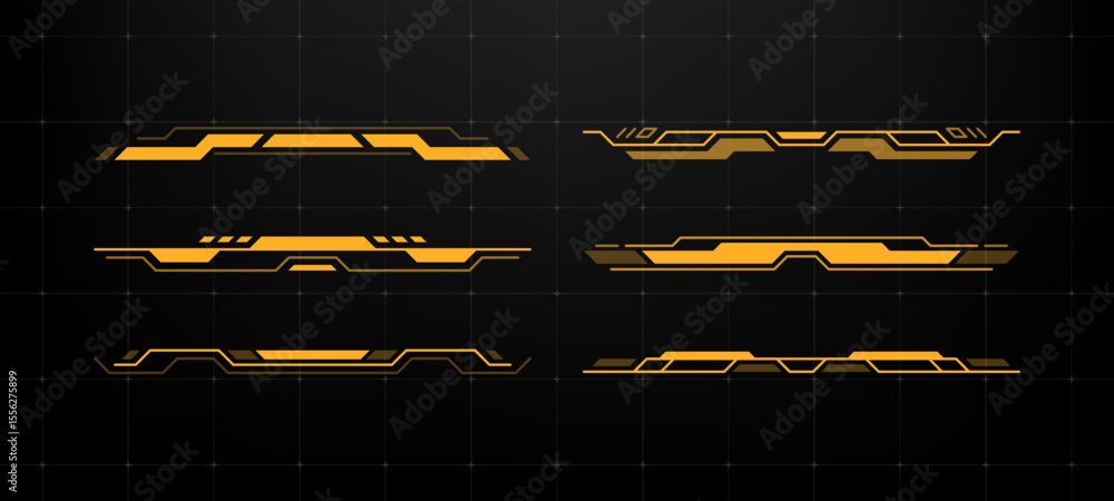 Poster Head up display elements. Hud user interface set. Futuristic abstract graphic component. Future gaming control panel.