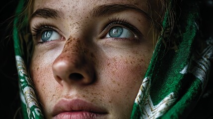 Woman with Fringe Covering Eyes in Artistic Portrait Celebrating International Language Day