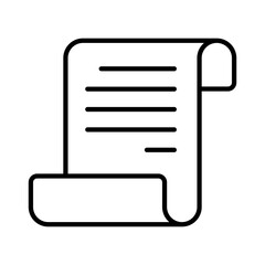 Minimal Line Icon of Scroll Document or Ancient Paper Sheet