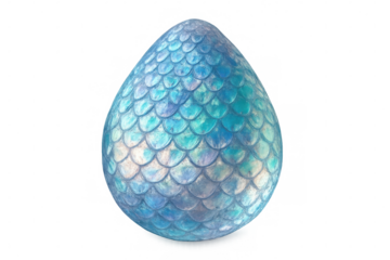 3d rendering of a big turquoise dragon egg with scales on transparent background, ideal for fantasy, medieval or fairy tale projects
