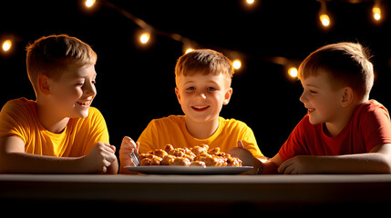 Group of Multiethnic Diverse People Having Fun, Sharing Stories with Each Other and Eating at Outdoors Dinner Party