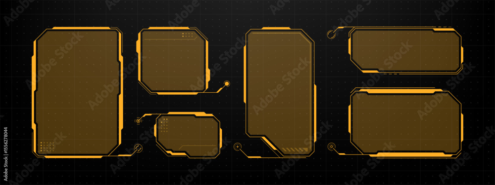 Aufkleber vector set of futuristic hud frames and ui elements on dark background for gaming interface and digi
