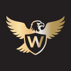 Initial Eagle Logo combine with letter W vector template
