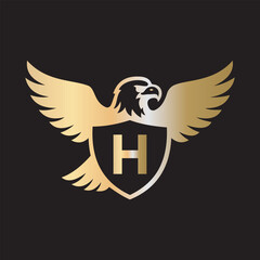 Initial Eagle Logo combine with letter H vector template
