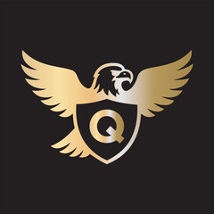 Initial Eagle Logo combine with letter Q vector template
