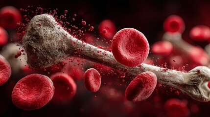 3D Rendering of Scattered Red Blood Cells on a White Background