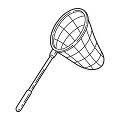Simple Line Art Illustration of a Butterfly Net or Fishing Net