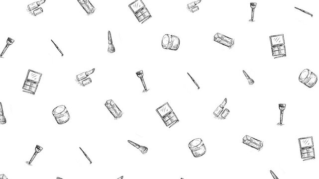 BACKGROUND ANIMATION ILLUSTRATION OF MAKEUP TOOLS FOR BRAND