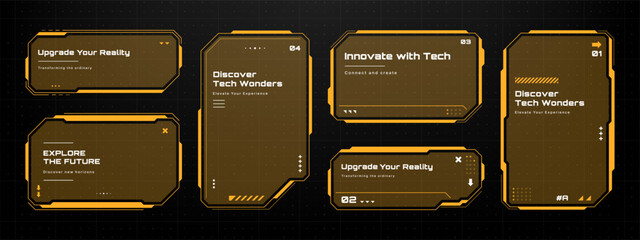 Futuristic hud vector graphic elements for technology, data display, and virtual reality interfaces © hiten666