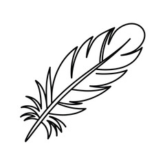 Obraz premium Simple Feather Outline Illustration on White Background for Various Creative Projects