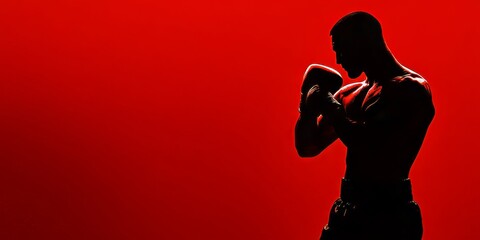 The dynamic boxer in a powerful stance with red gloves contrasts sharply against the vibrant backdrop, emphasizing his strength and determination.