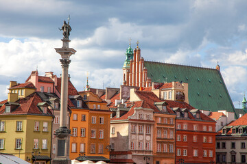 Obraz premium Warsaw Old City center building houses. Polish landmark