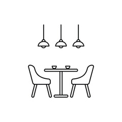 Minimalist Dining Room Icon with Table Chairs and Pendant Lights