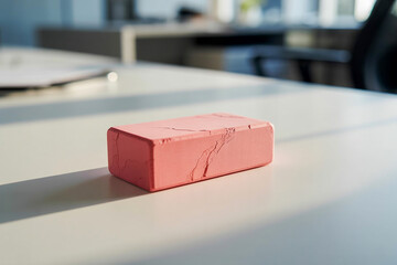 Matte-Finished Pink Rectangular Eraser with Subtle Shadows and Even Lighting (5)