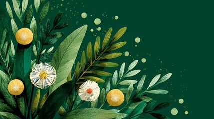 Minimalistic Green Poster with Flowers and Leaves for Esperanto Day
