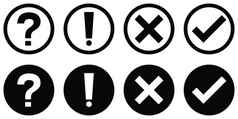 Bubble Speech  Icons with Question Mark and Exclamation Mark – FAQ, Warning, and Support Symbols for Web and Apps.