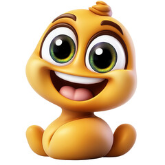 Cute Baby Dinosaur Cartoon Character with Big Eyes Smiling Playfully for Children and Animation Designs