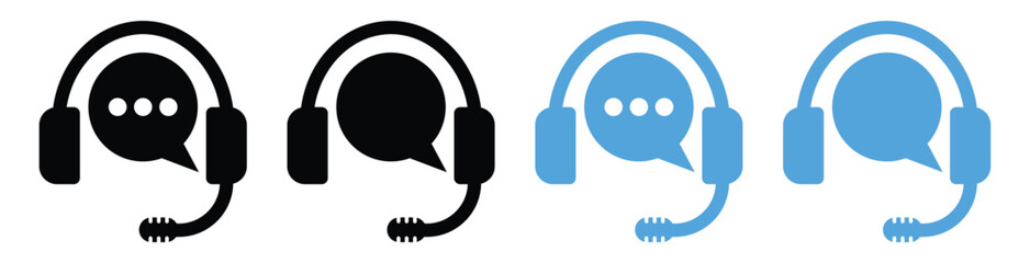 Customer Support and Live Chat Icons – Vector Set of Call Center, Helpdesk, and Online Assistance Symbols.