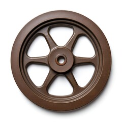 Obraz premium Cast iron flywheel with a six-spoke design in brown color 