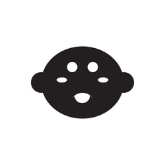 Baby face symbol. Playful infant face with dotted features, for baby products or blogs.