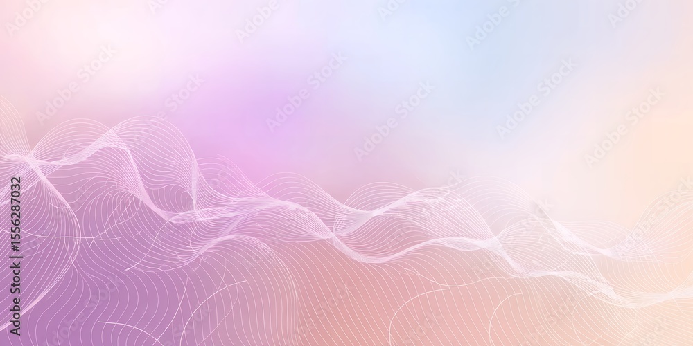 Poster abstract background with pastel colors and flowing white lines creating a soft and dreamy effect